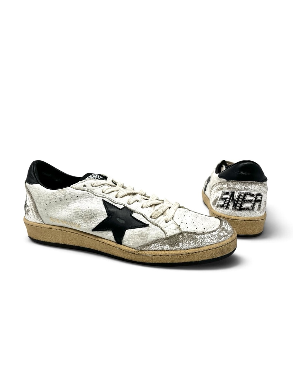 Golden Goose GGDB Women's Ball Star Sneakers Shoes White Black Lace Up 39 9